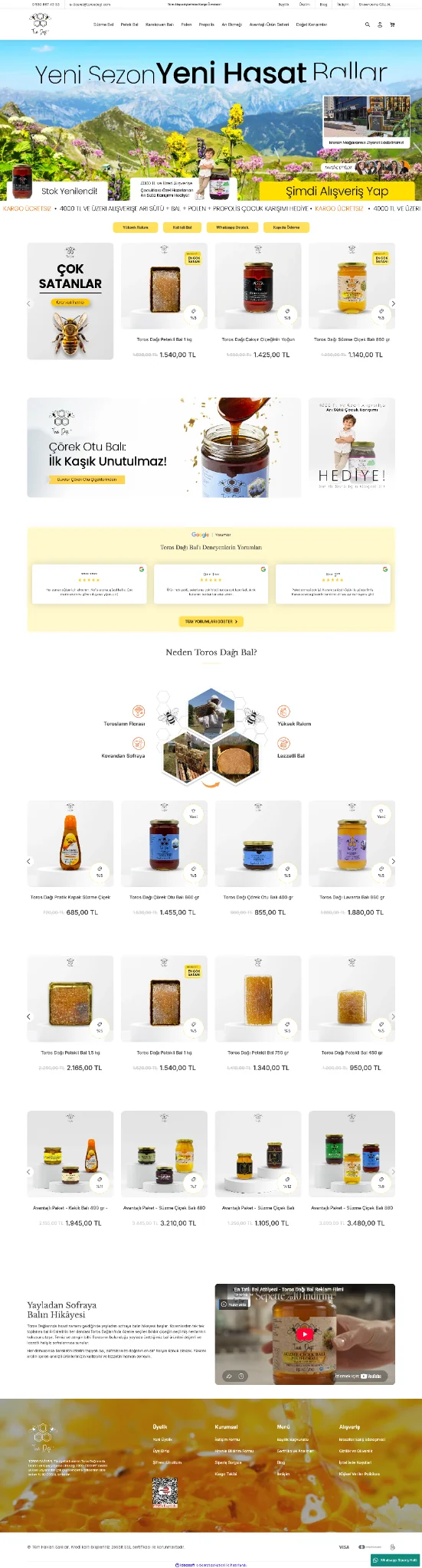 Toros Dağı Bal e-ticaret sitesi